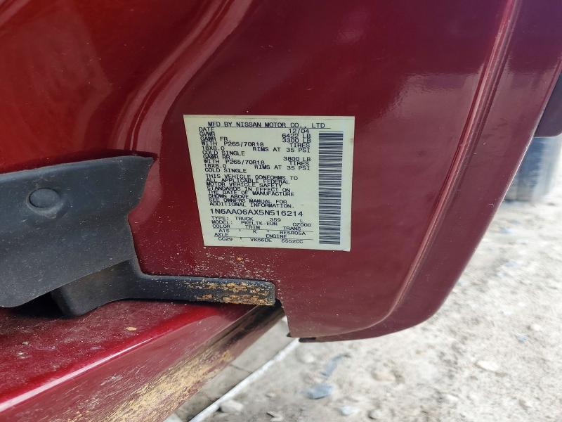 59314126 :رقم المزاد ، 1N6AA06AX5N516214 vin ، 2005 Nissan Titan مزاد بيع