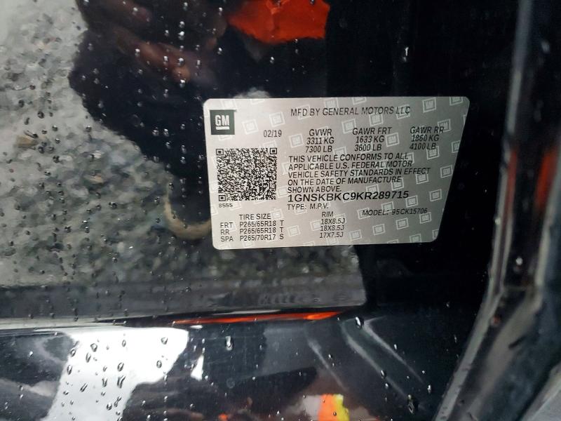 Продажа на аукционе авто 2019 Chevrolet Tahoe, vin: 1GNSKBKC9KR289715, номер лота: 61338416