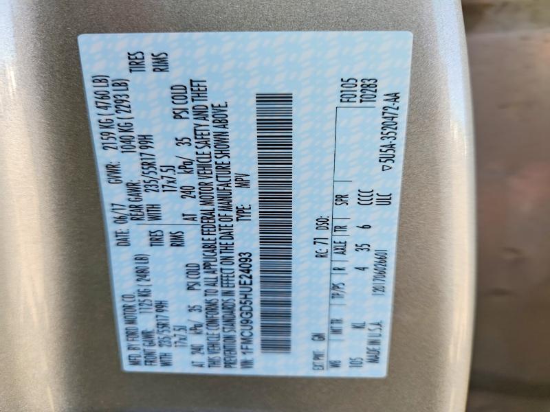 61387036 :رقم المزاد ، 1FMCU9GD5HUE24093 vin ، 2017 Ford Escape مزاد بيع