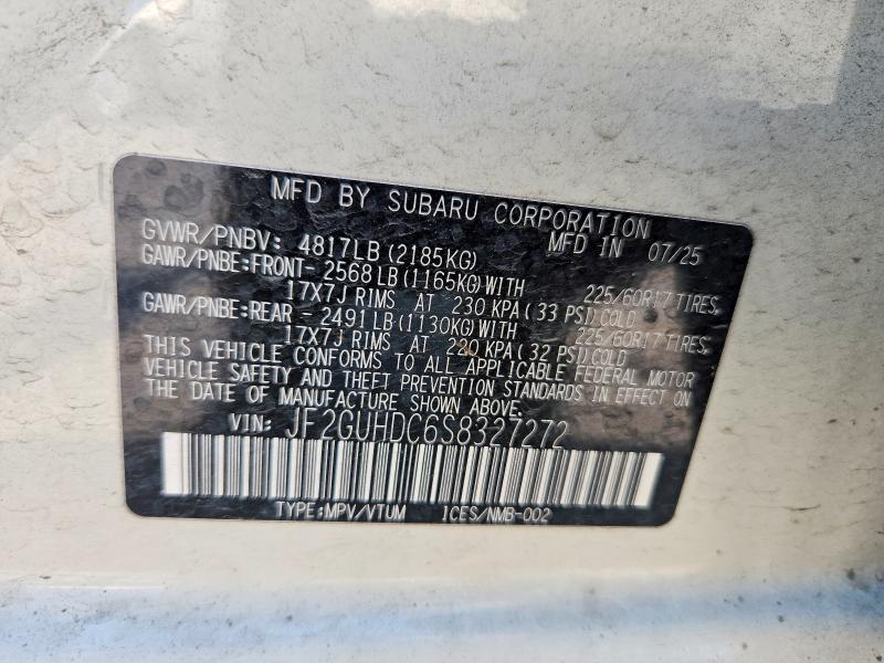 Aukcja sprzedaży 2025 Subaru Crosstrek, vin: JF2GUHDC6S8327272, numer aukcji: 62378246