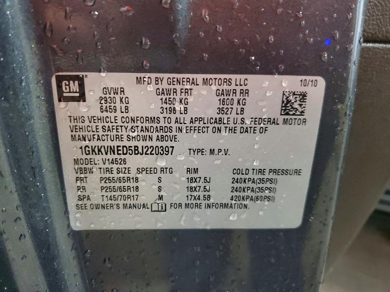Продажа на аукционе авто 2011 Gmc Acadia, vin: 1GKKVNED5BJ220397, номер лота: 59303946
