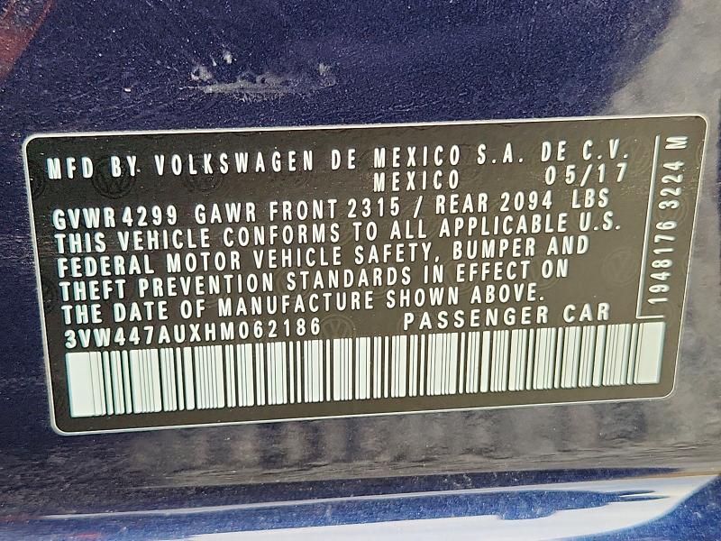 Продаж на аукціоні авто 2017 Volkswagen Gti, vin: 3VW447AUXHM062186, номер лоту: 60782406