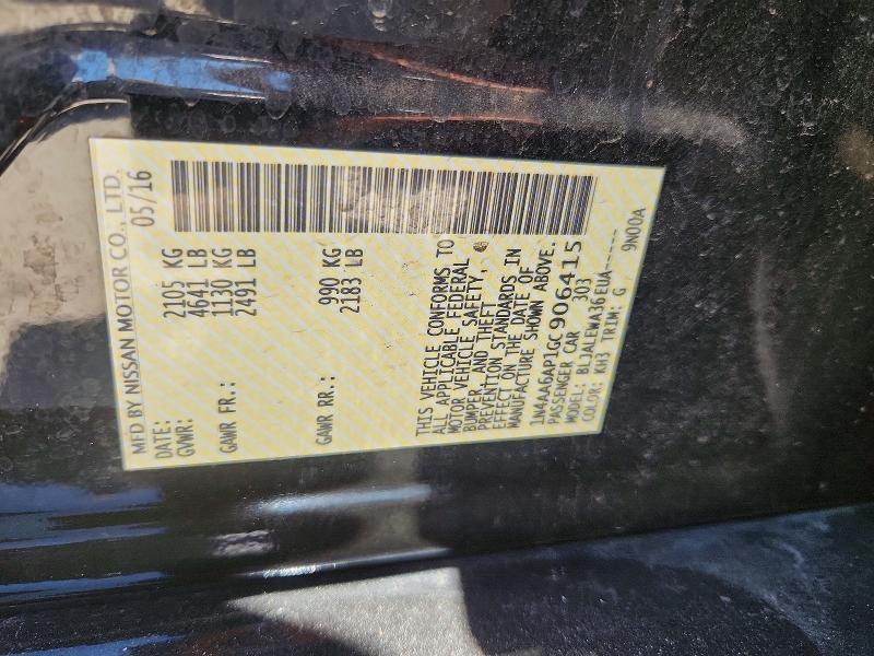 Продаж на аукціоні авто 2016 Nissan Maxima, vin: 1N4AA6AP1GC906415, номер лоту: 85987585