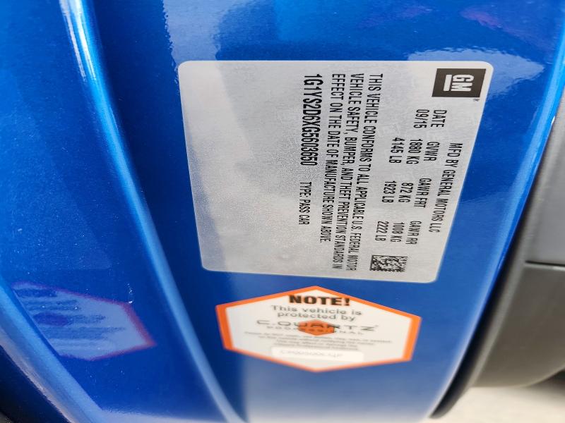60883126 :رقم المزاد ، 1G1YS2D6XG5603650 vin ، 2016 Chevrolet Corvette مزاد بيع