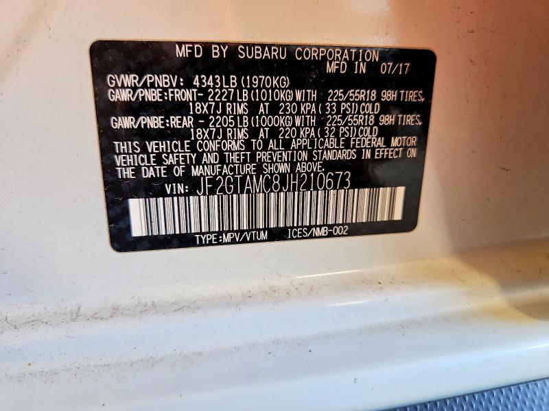 2018 Subaru Crosstrek მანქანა იყიდება აუქციონზე, vin: JF2GTAMC8JH210673, აუქციონის ნომერი: 61179296