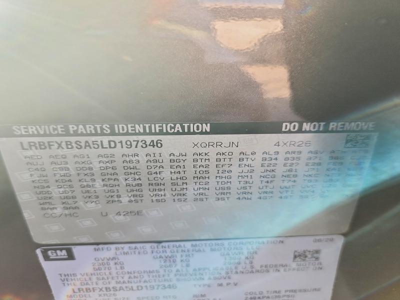 Aukcja sprzedaży 2020 Buick Envision, vin: LRBFXBSA5LD197346, numer aukcji: 60714496