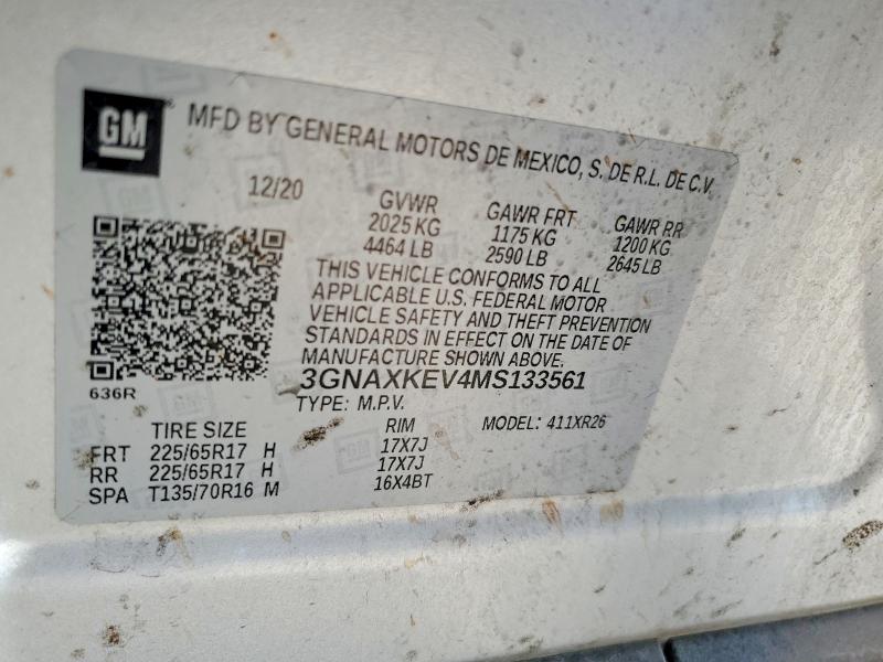 2021 Chevrolet Equinox მანქანა იყიდება აუქციონზე, vin: 3GNAXKEV4MS133561, აუქციონის ნომერი: 61642886