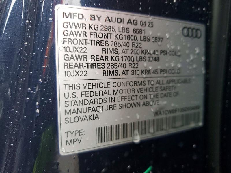 Продажа на аукционе авто 2025 Audi Sq8, vin: WA1CWBF10SD034050, номер лота: 59689846