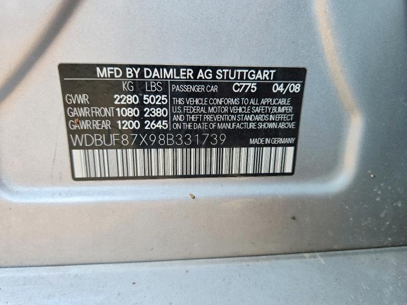 Продажа на аукционе авто 2008 Mercedes-benz E, vin: WDBUF87X98B331739, номер лота: 60188096