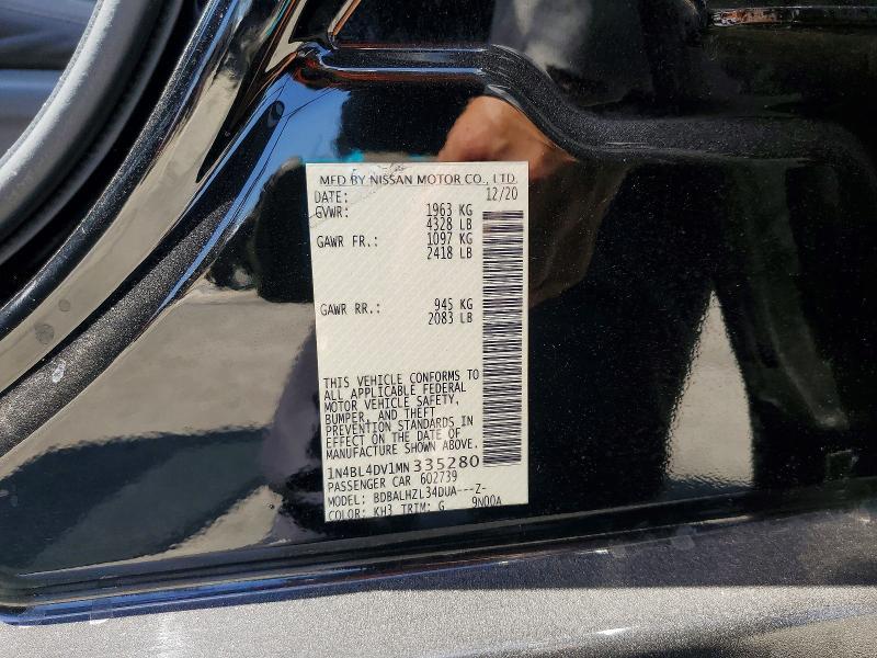 Aukcja sprzedaży 2021 Nissan Altima, vin: 1N4BL4DV1MN335280, numer aukcji: 62618456