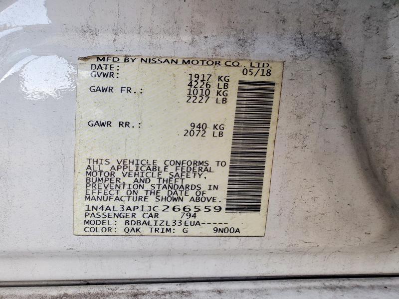 Продажа на аукционе авто 2018 Nissan Altima, vin: 1N4AL3AP1JC266559, номер лота: 61588636