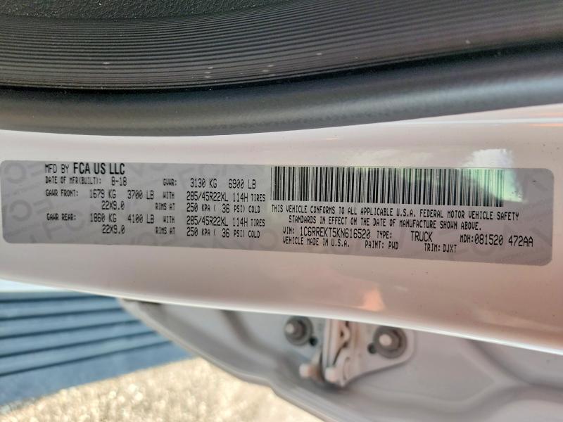 Продаж на аукціоні авто 2019 Ram 1500, vin: 1C6RREKT5KN616520, номер лоту: 62876946