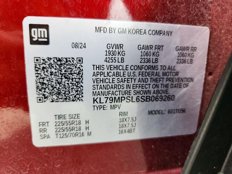 61216406 :رقم المزاد ، KL79MPSL6SB069260 vin ، 2025 Chevrolet Trailblazer مزاد بيع