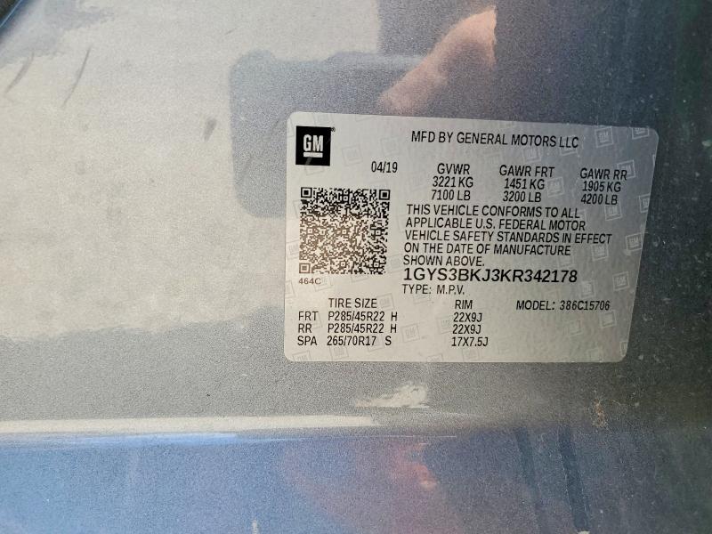 Aukcja sprzedaży 2019 Cadillac Escalade, vin: 1GYS3BKJ3KR342178, numer aukcji: 60041216
