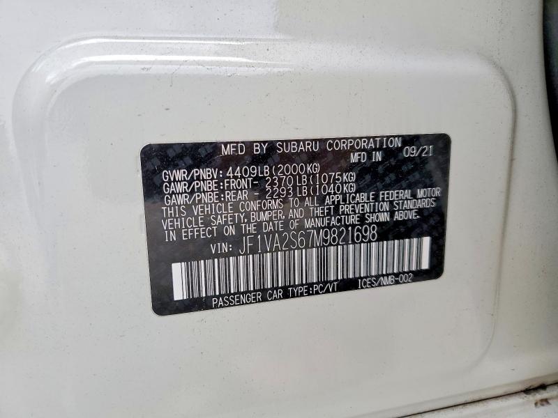 Продажа на аукционе авто 2021 Subaru Wrx, vin: JF1VA2S67M9821698, номер лота: 60833126