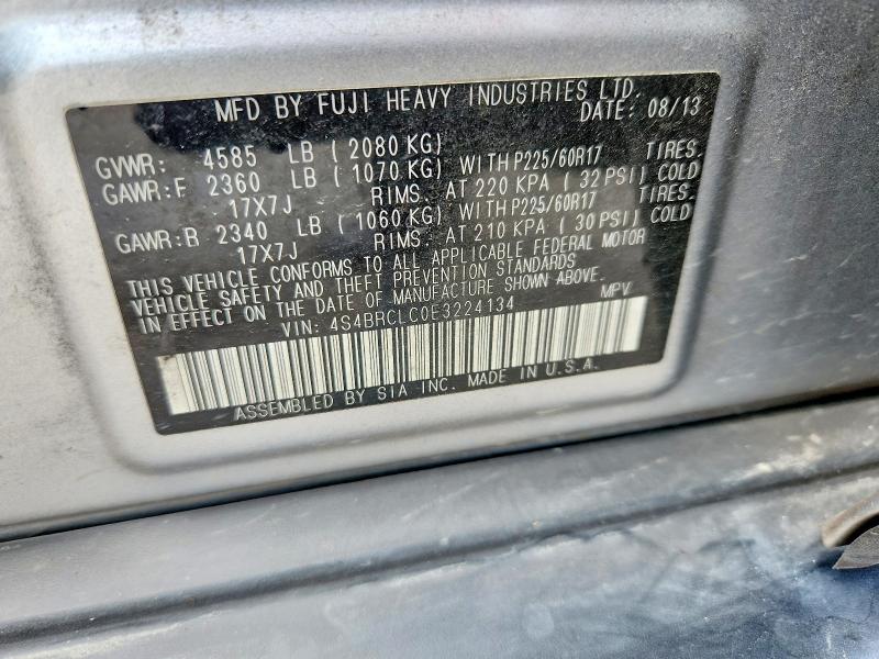 Продажа на аукционе авто 2014 Subaru Outback, vin: 4S4BRCLC0E3224134, номер лота: 62509086