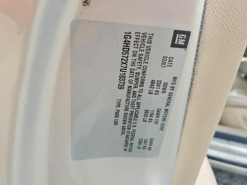 2007 Buick Lucerne მანქანა იყიდება აუქციონზე, vin: 1G4HD572X7U183739, აუქციონის ნომერი: 61493596