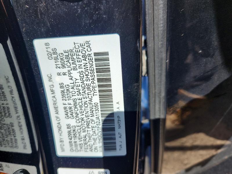 Продаж на аукціоні авто 2018 Honda Accord, vin: 1HGCV1F52JA113050, номер лоту: 60154486