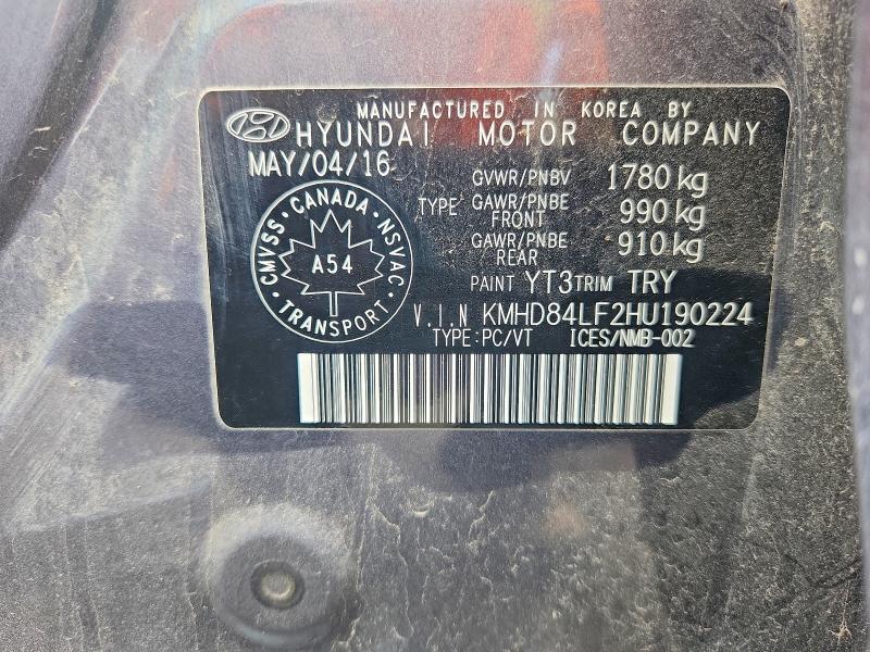 Aukcja sprzedaży 2017 Hyundai Elantra, vin: KMHD84LF2HU190224, numer aukcji: 61886326