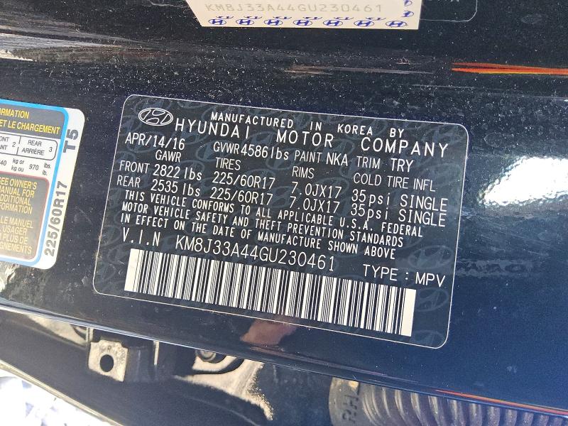 Aukcja sprzedaży 2016 Hyundai Tucson, vin: KM8J33A44GU230461, numer aukcji: 60777396