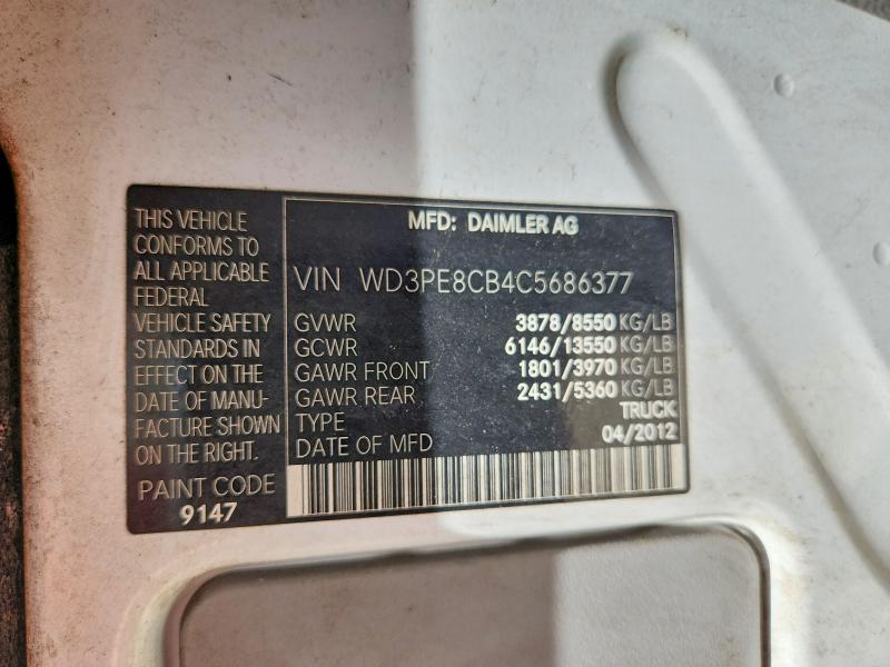 Продажа на аукционе авто 2012 Mercedes-benz Sprinter, vin: WD3PE8CB4C5686377, номер лота: 60645296