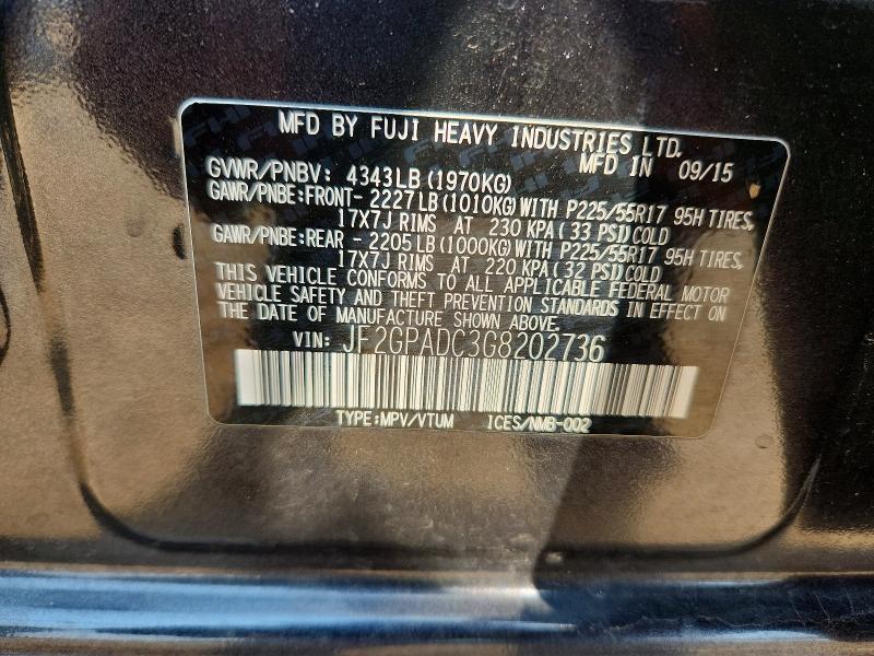 Aukcja sprzedaży 2016 Subaru Crosstrek, vin: JF2GPADC3G8202736, numer aukcji: 62932176