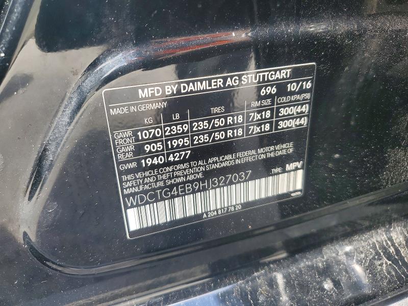Aukcja sprzedaży 2017 Mercedes-benz Gla, vin: WDCTG4EB9HJ327037, numer aukcji: 97683065