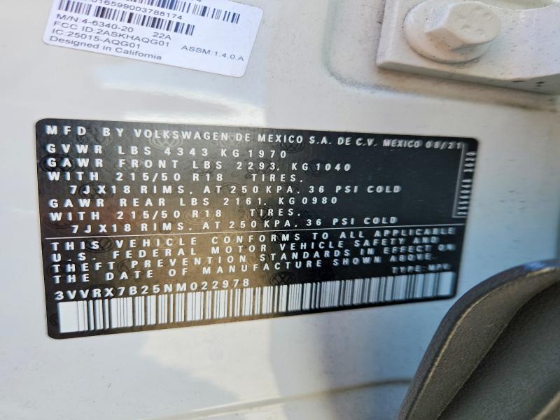 Продажа на аукционе авто 2022 Volkswagen Taos, vin: 3VVRX7B25NM022978, номер лота: 60086636