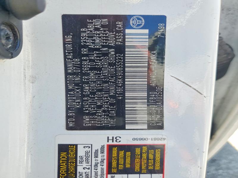 59913326 :رقم المزاد ، 4T1BE46K49U855232 vin ، 2009 Toyota Camry مزاد بيع