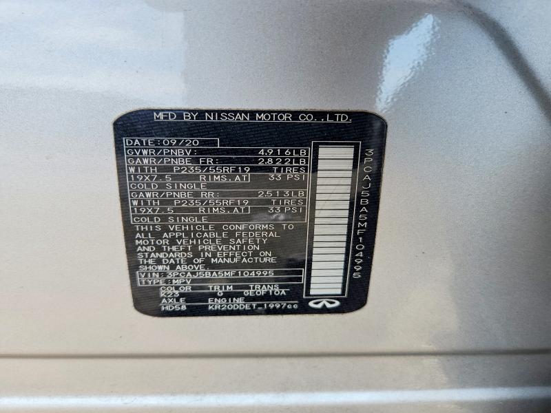 Продажа на аукционе авто 2021 Infiniti Qx50, vin: 3PCAJ5BA5MF104995, номер лота: 59263446