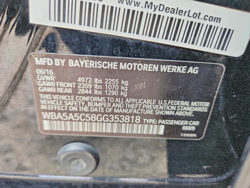 Aukcja sprzedaży 2016 Bmw 528, vin: WBA5A5C58GG353818, numer aukcji: 59953896