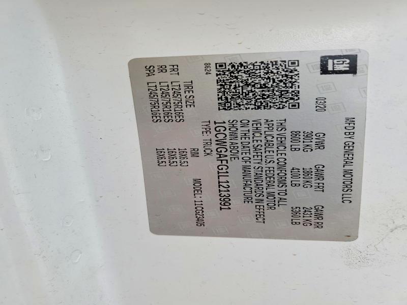 Продаж на аукціоні авто 2020 Chevrolet Express G2500, vin: 1GCWGAFG1L1213991, номер лоту: 60478566