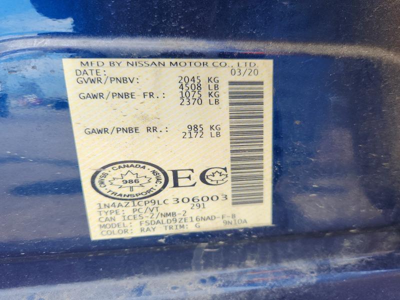 85792135 :رقم المزاد ، 1N4AZ1CP9LC306003 vin ، 2020 Nissan Leaf مزاد بيع