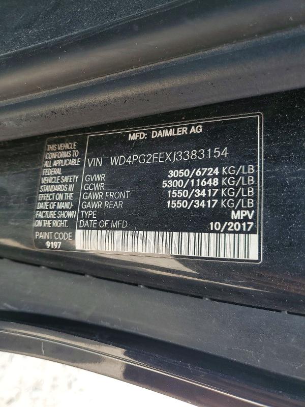 Продаж на аукціоні авто 2018 Mercedes-benz Metris, vin: WD4PG2EEXJ3383154, номер лоту: 62889856