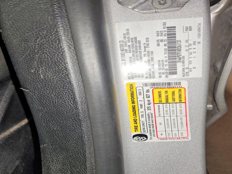 Продажа на аукционе авто 2019 Ford Fusion, vin: 3FA6P0T91KR261131, номер лота: 60194896