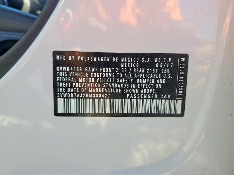 Aukcja sprzedaży 2017 Volkswagen Jetta, vin: 3VWDB7AJ2HM380427, numer aukcji: 59996486