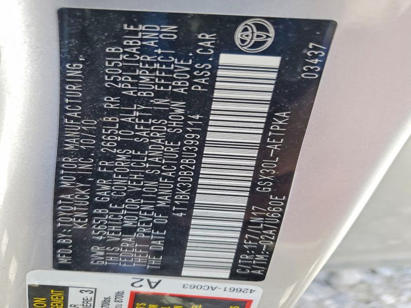 2011 Toyota Avalon მანქანა იყიდება აუქციონზე, vin: 4T1BK3DB2BU399114, აუქციონის ნომერი: 60675366