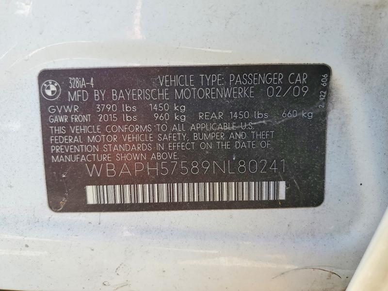 2009 Bmw 328 მანქანა იყიდება აუქციონზე, vin: WBAPH57589NL80241, აუქციონის ნომერი: 59905856