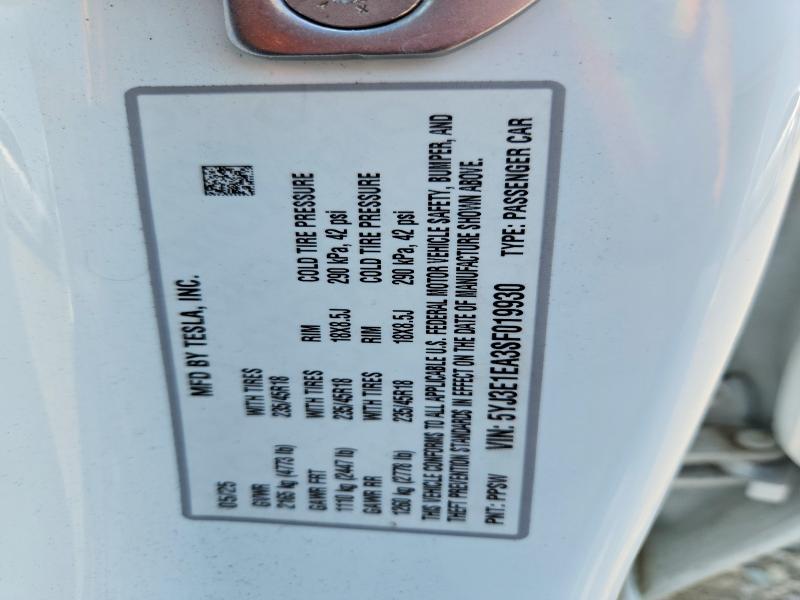 Aukcja sprzedaży 2025 Tesla Model 3, vin: 5YJ3E1EA3SF019930, numer aukcji: 61638076