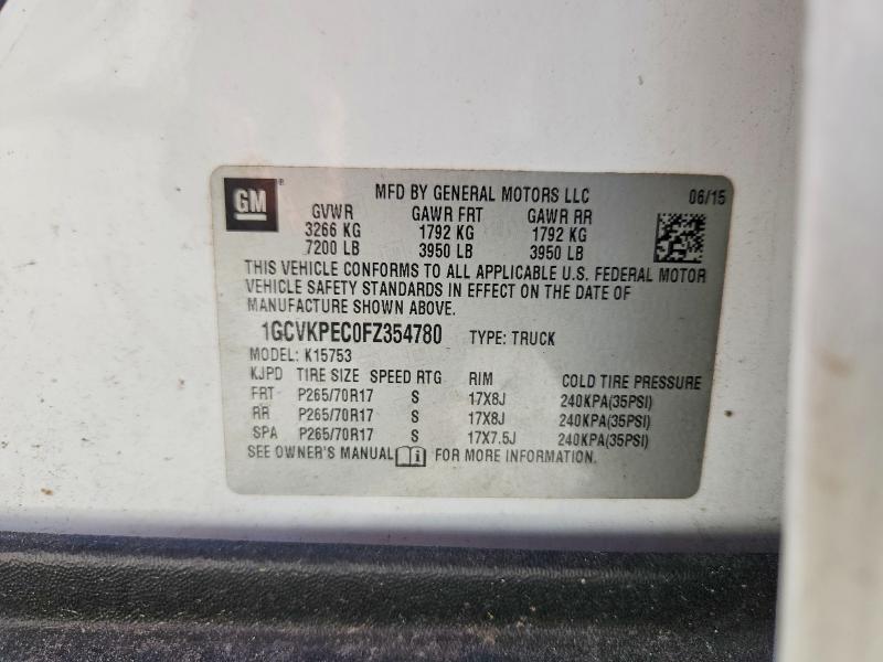 Продаж на аукціоні авто 2015 Chevrolet Silverado, vin: 1GCVKPEC0FZ354780, номер лоту: 60829616