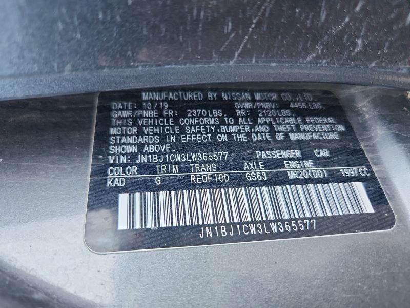 2020 Nissan Rogue Sport მანქანა იყიდება აუქციონზე, vin: JN1BJ1CW3LW365577, აუქციონის ნომერი: 61138616