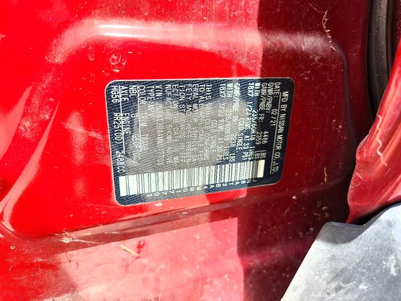 61846966 :رقم المزاد ، JN8AT3BA4MW017703 vin ، 2021 Nissan Rogue مزاد بيع