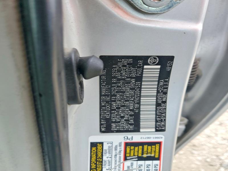 Aukcja sprzedaży 2012 Toyota Camry, vin: 4T1BF1FK7CU047539, numer aukcji: 62355306