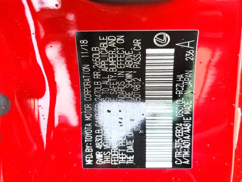 Aukcja sprzedaży 2019 Lexus Rc, vin: JTHHZ5BC9K5019812, numer aukcji: 60872476