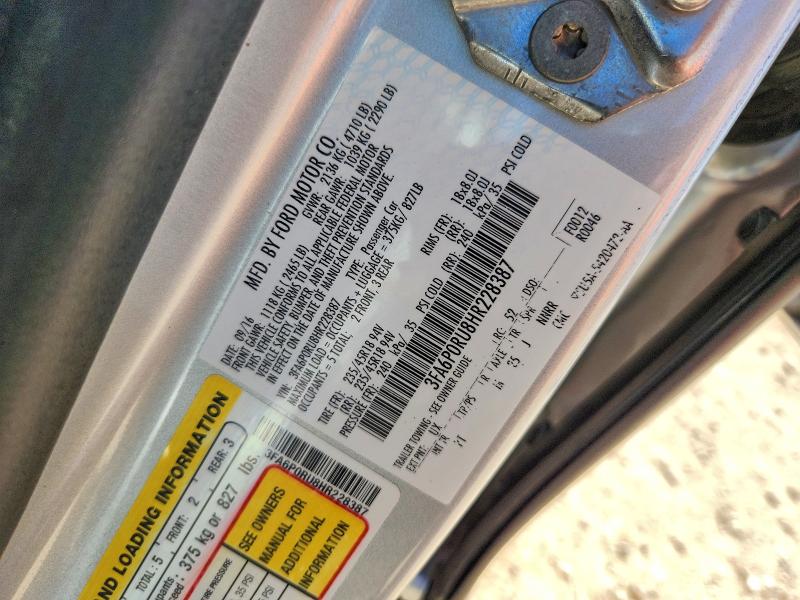 Aukcja sprzedaży 2017 Ford Fusion, vin: 3FA6P0RU8HR228387, numer aukcji: 61855156