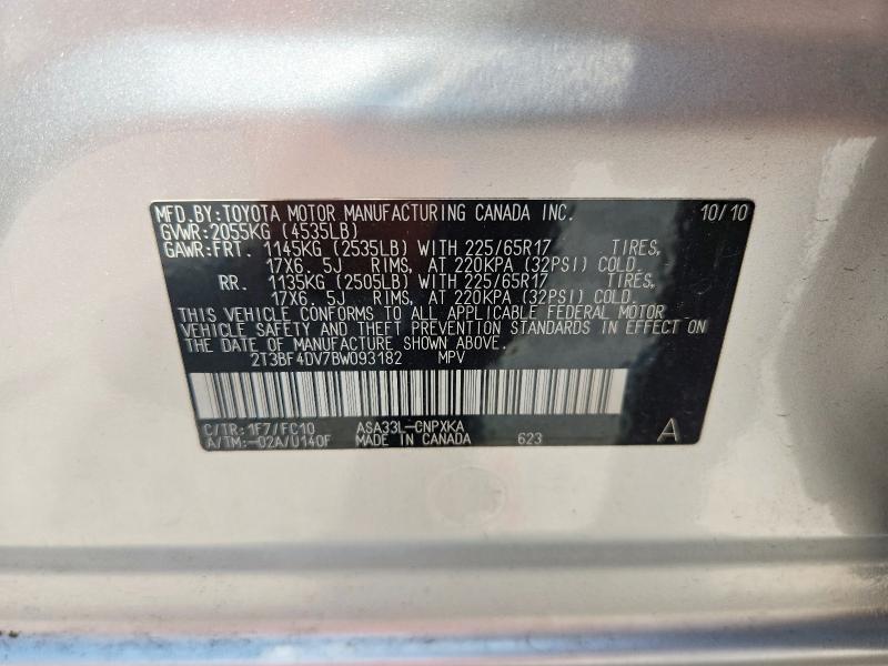 Продаж на аукціоні авто 2011 Toyota Rav4, vin: 2T3BF4DV7BW093182, номер лоту: 59793466