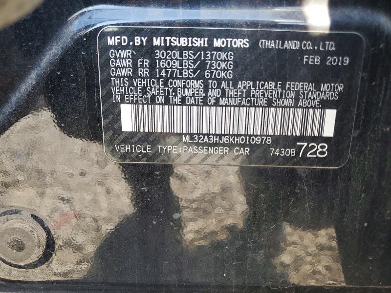 Продажа на аукционе авто 2019 Mitsubishi Mirage, vin: ML32A3HJ6KH010978, номер лота: 60779086