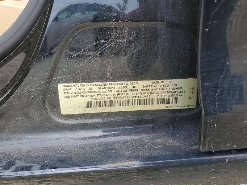 Aukcja sprzedaży 2008 Volkswagen Jetta, vin: 3VWRM71K58M181493, numer aukcji: 59693666