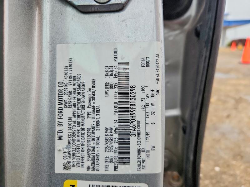 2015 Ford Fusion მანქანა იყიდება აუქციონზე, vin: 3FA6P0H99FR130298, აუქციონის ნომერი: 62858446