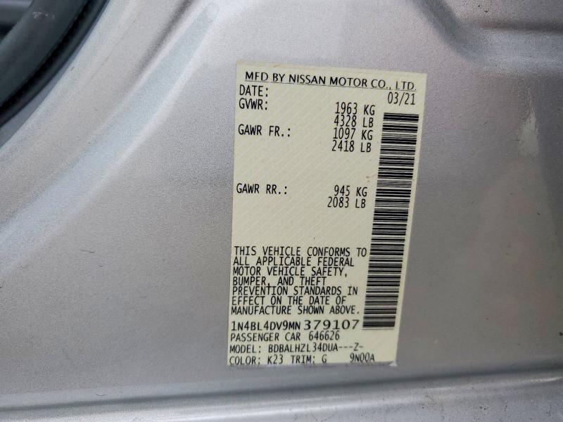 Aukcja sprzedaży 2021 Nissan Altima, vin: 1N4BL4DV9MN379107, numer aukcji: 60270206